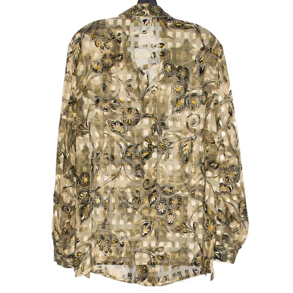 Vintage CM Shapes Top Sheer Floral Cottage Boho Y2K Grunge Romantic Button Up XL - Picture 2 of 5